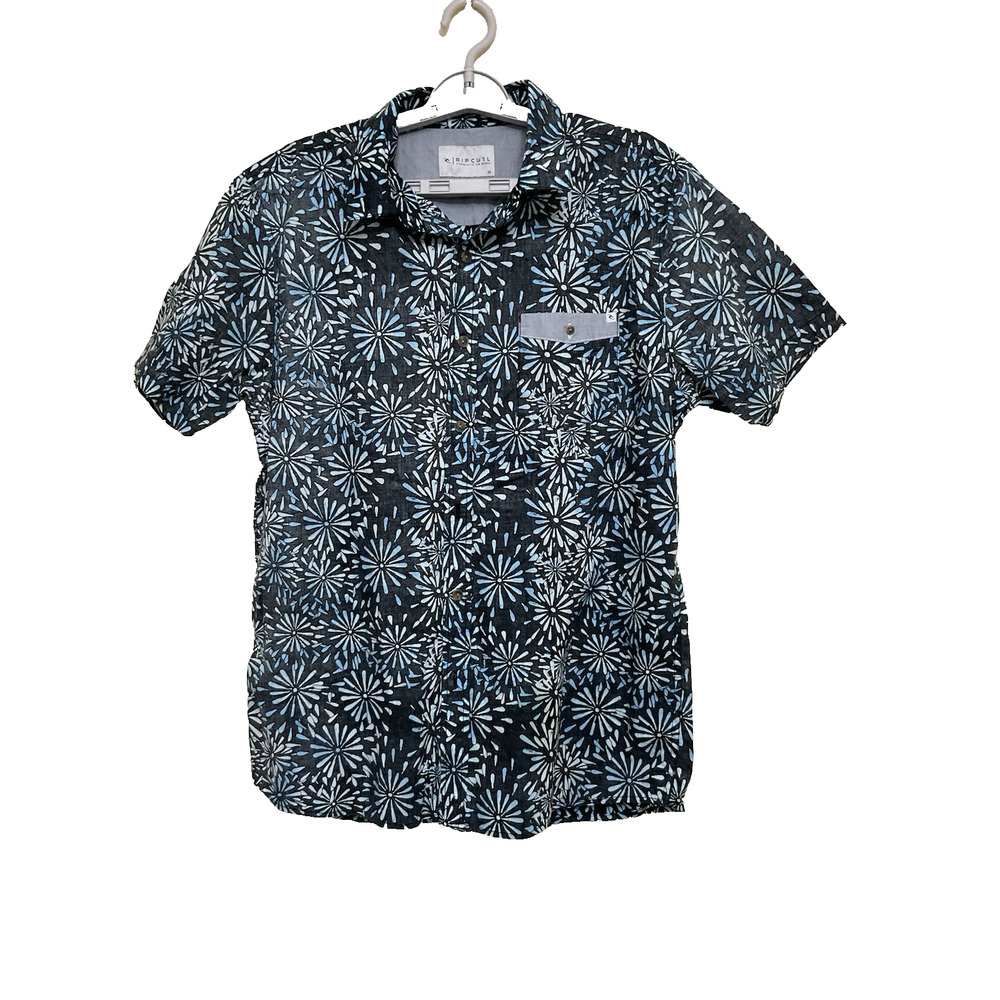 Rip Curl Button Up Shirt Blue Regular Fit Casual Cotton Party Mens‎ medium
